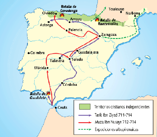 Itinerarios de la ocupación musulmana de la Península Ibérica