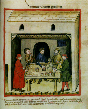 Vinun rubeum (Vino tinto). Tacuinum sanitatis. Siglo XV. 