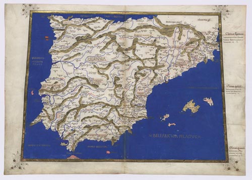 AUMENTAR TAMAÑO - Hispania. . En Cosmographia Claudii Ptolomaei Alexandrini, de Jacob D'Angelo, 1467 