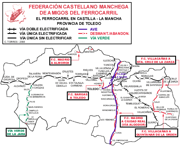 Mapa ferrocarriles Provincia de Toledo