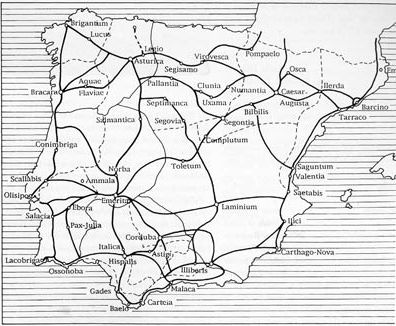 Mapa de vías romanas. Raymond Chevallier